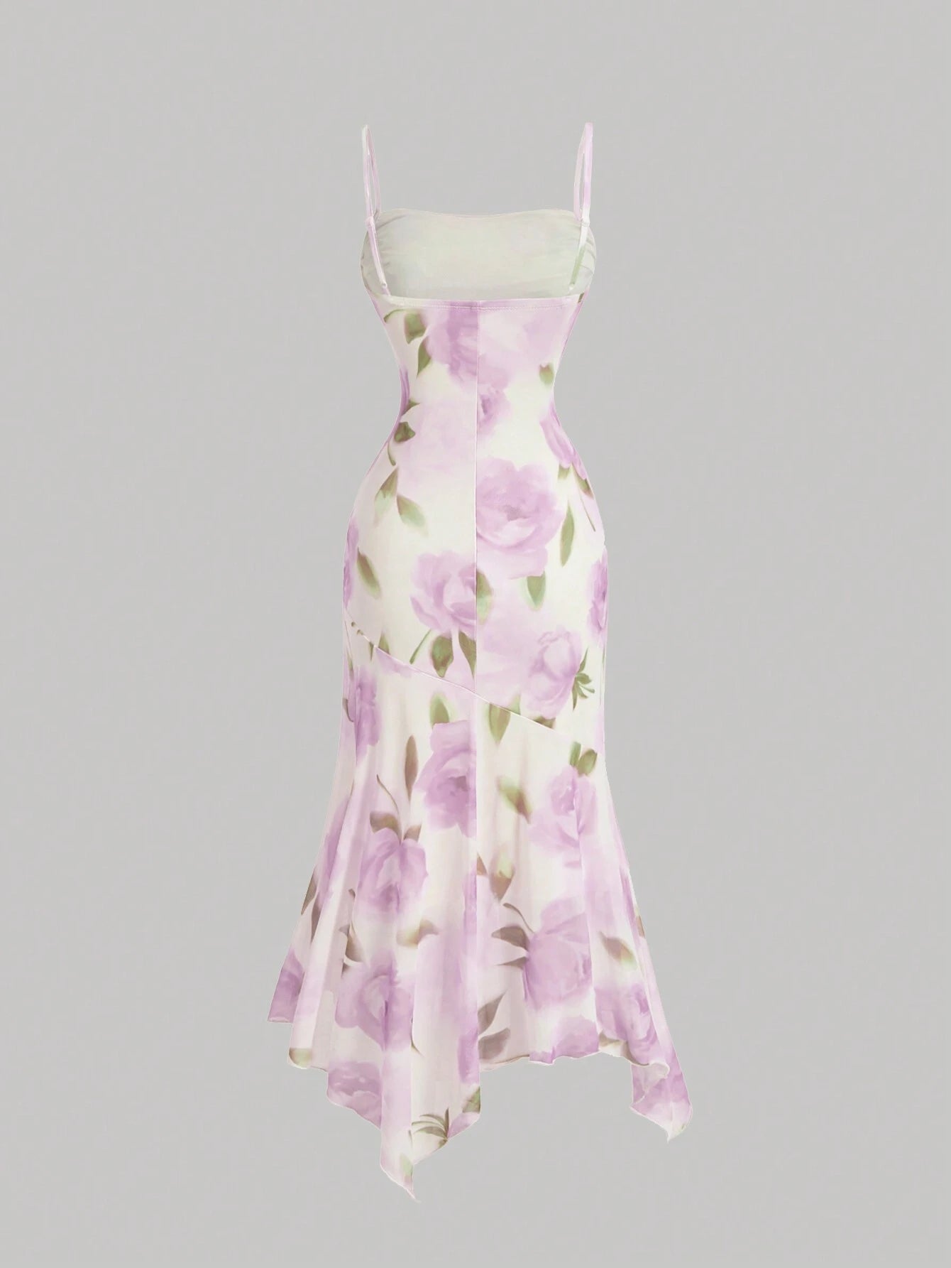 PA3482 || Women's Floral Print Pleated Front Waist Asymmetrical Hem Camisole Dress,Elegant Women Dresses,Homecoming Dresses,Asymmetrical Dress,Bridesmaid Dress,Brunch Women Outfit, Festival Dress,Wedding Dress Guest