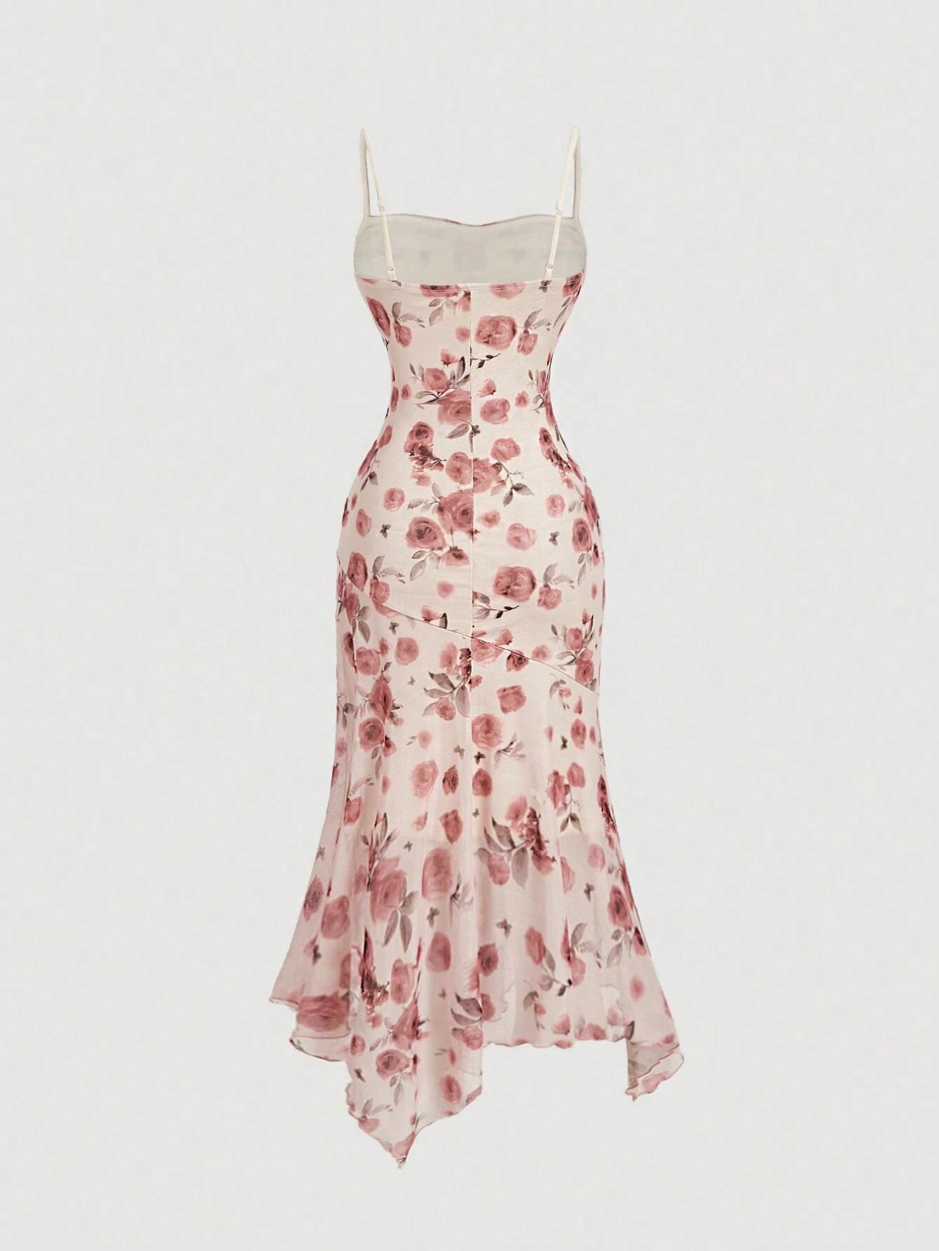 PA3482 || Women's Floral Print Pleated Front Waist Asymmetrical Hem Camisole Dress,Elegant Women Dresses,Homecoming Dresses,Asymmetrical Dress,Bridesmaid Dress,Brunch Women Outfit, Festival Dress,Wedding Dress Guest