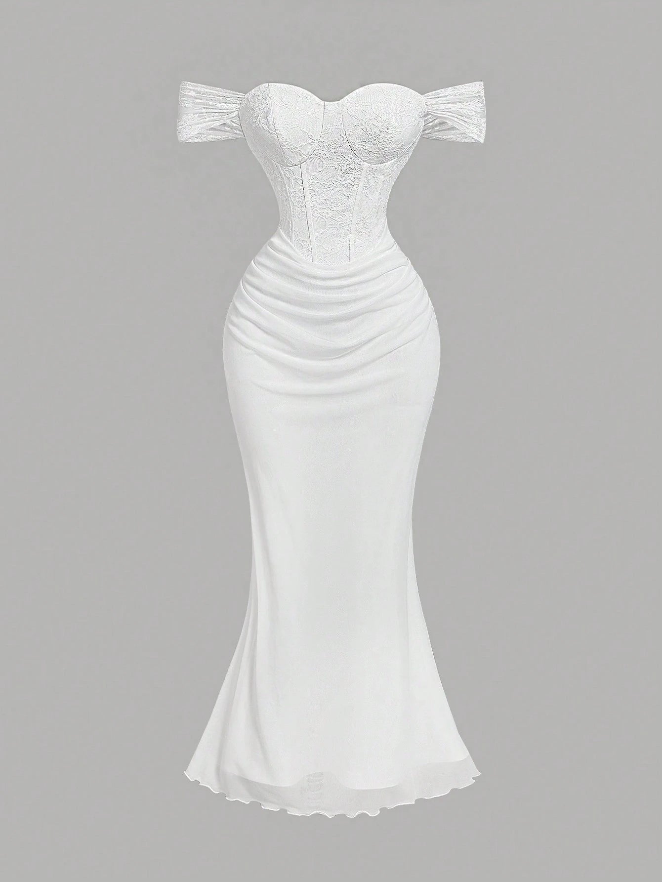 PA3049 ||Women's White Lace Splice Off-Shoulder Elegant Long Dress,Dresses For Women Party,New Years Dress Women,Sexy Dress,Women's Evening Dress,Glittery Dress,Vacation Outfits Woman,Summer Dress,Valentine's Day,Cruise Outfits Women