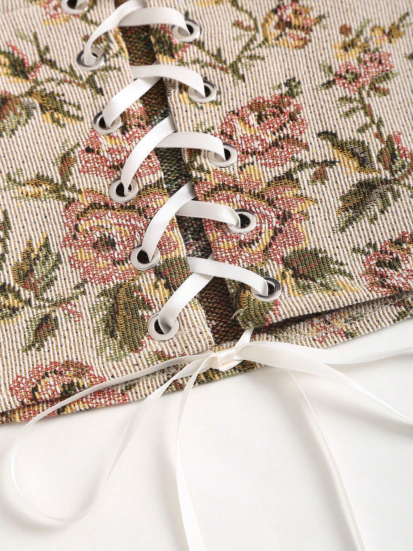 HW4813 Floral Print Backless Crossed Bandeau Top Y2K