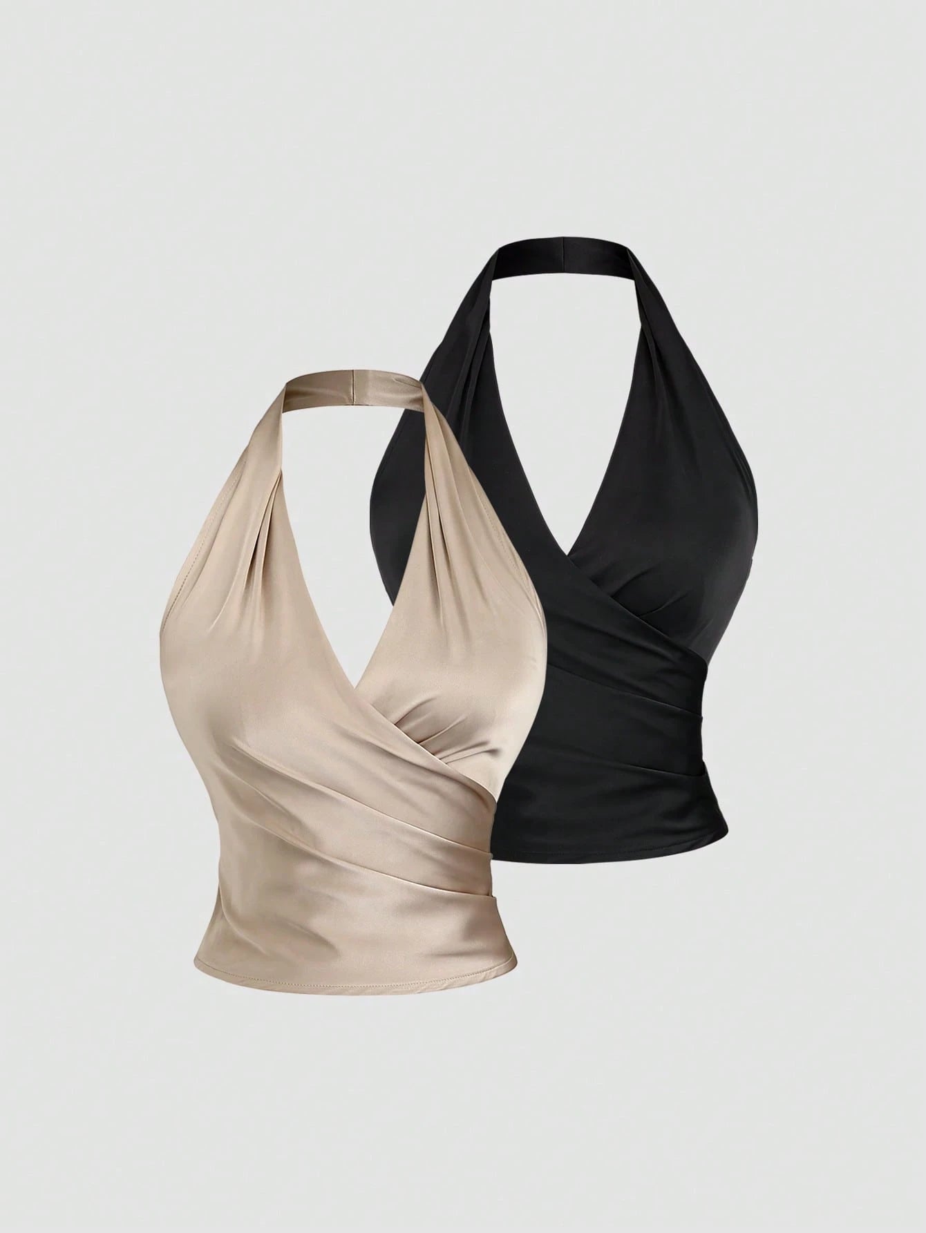 HW0271 Women's Summer European Style Slit Neck Tops, Elegant Commuting Neck Vest