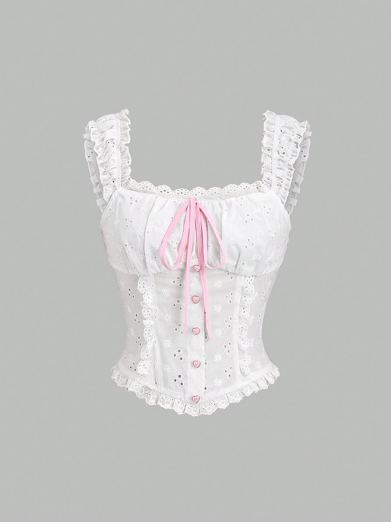 HW1046 New Fashion Sexy Lace Trim Sweet Flattering Dual-Wear Blouse Top