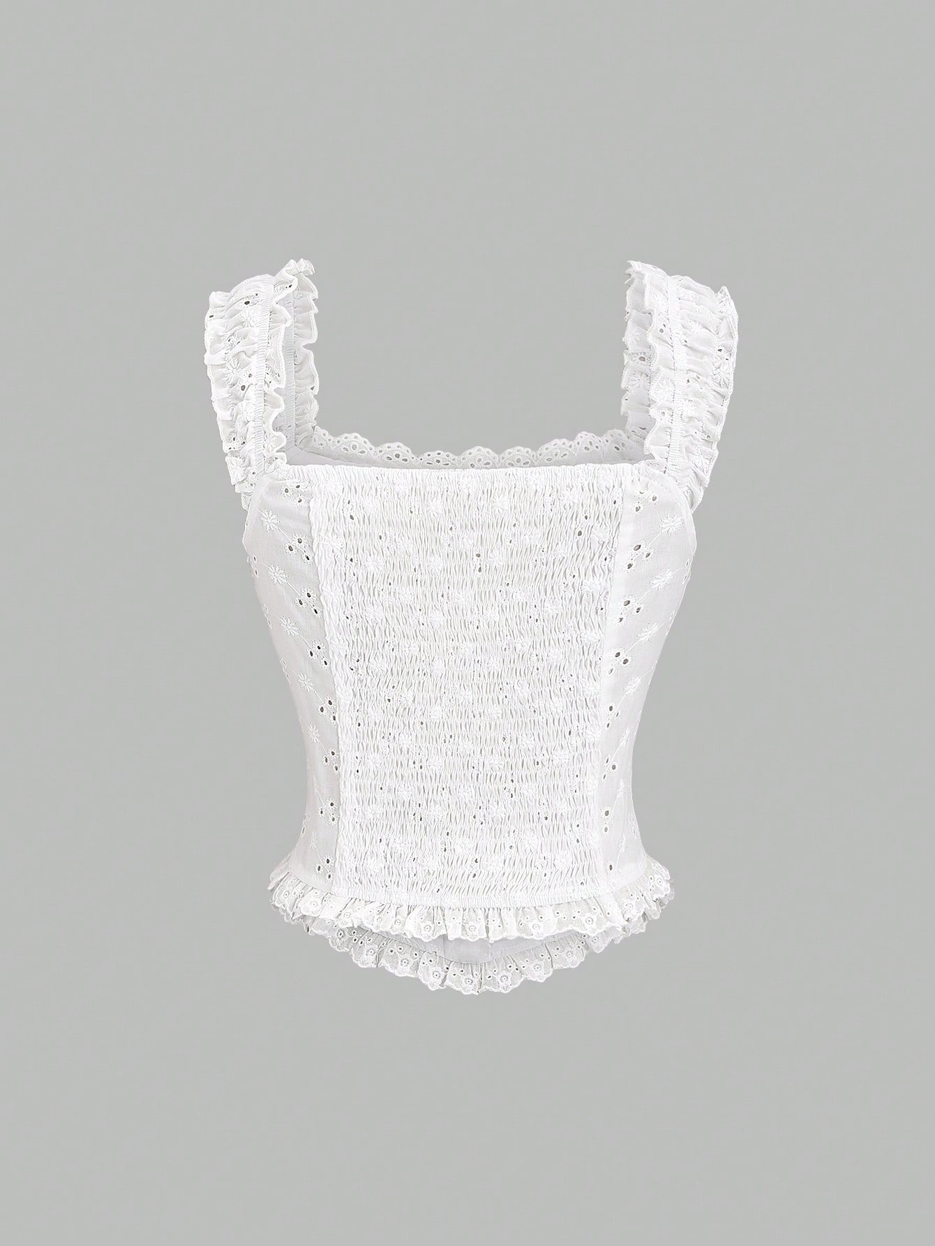 HW1046 New Fashion Sexy Lace Trim Sweet Flattering Dual-Wear Blouse Top