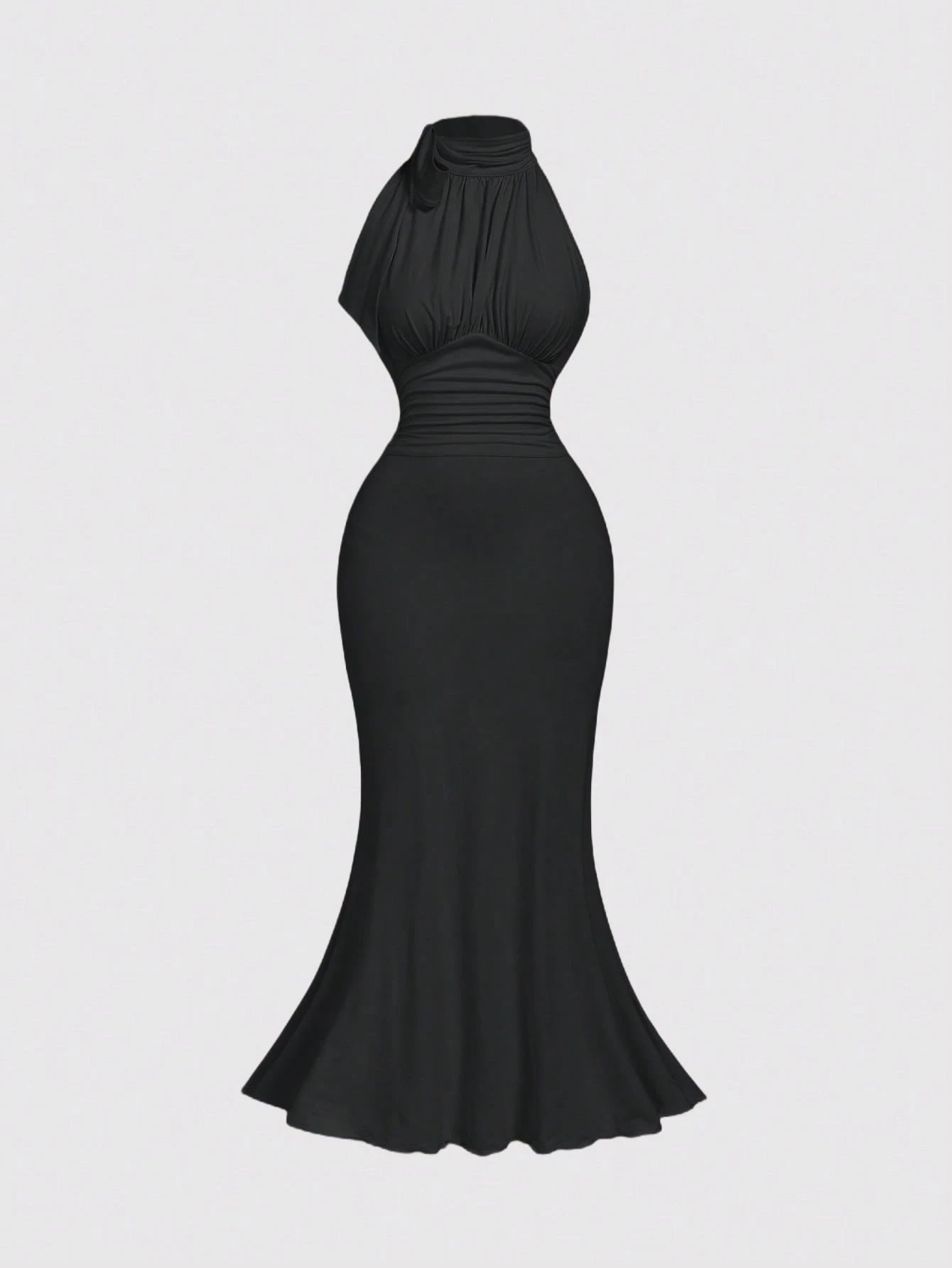 PA1046 || Bowknot Neckline, Ruched Chest, Waist, Mermaid Hem Bodycon Dress