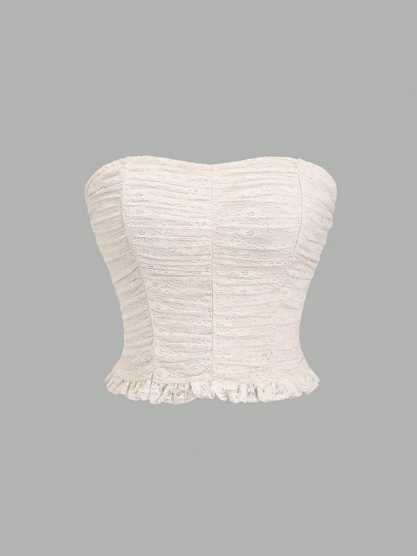 HW5073 Women's Floral Lace Ruffle Bustier Top