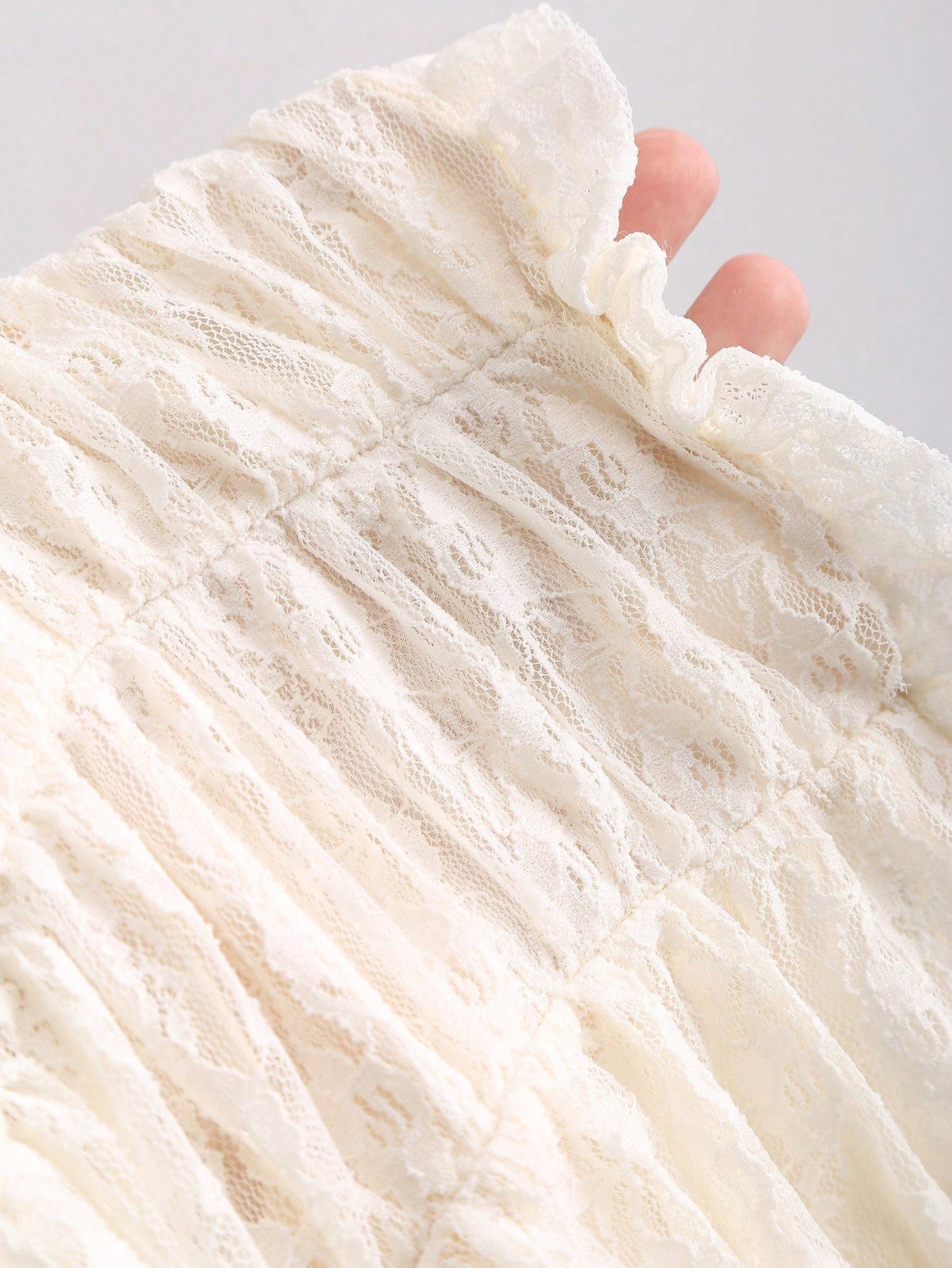 HW5073 Women's Floral Lace Ruffle Bustier Top