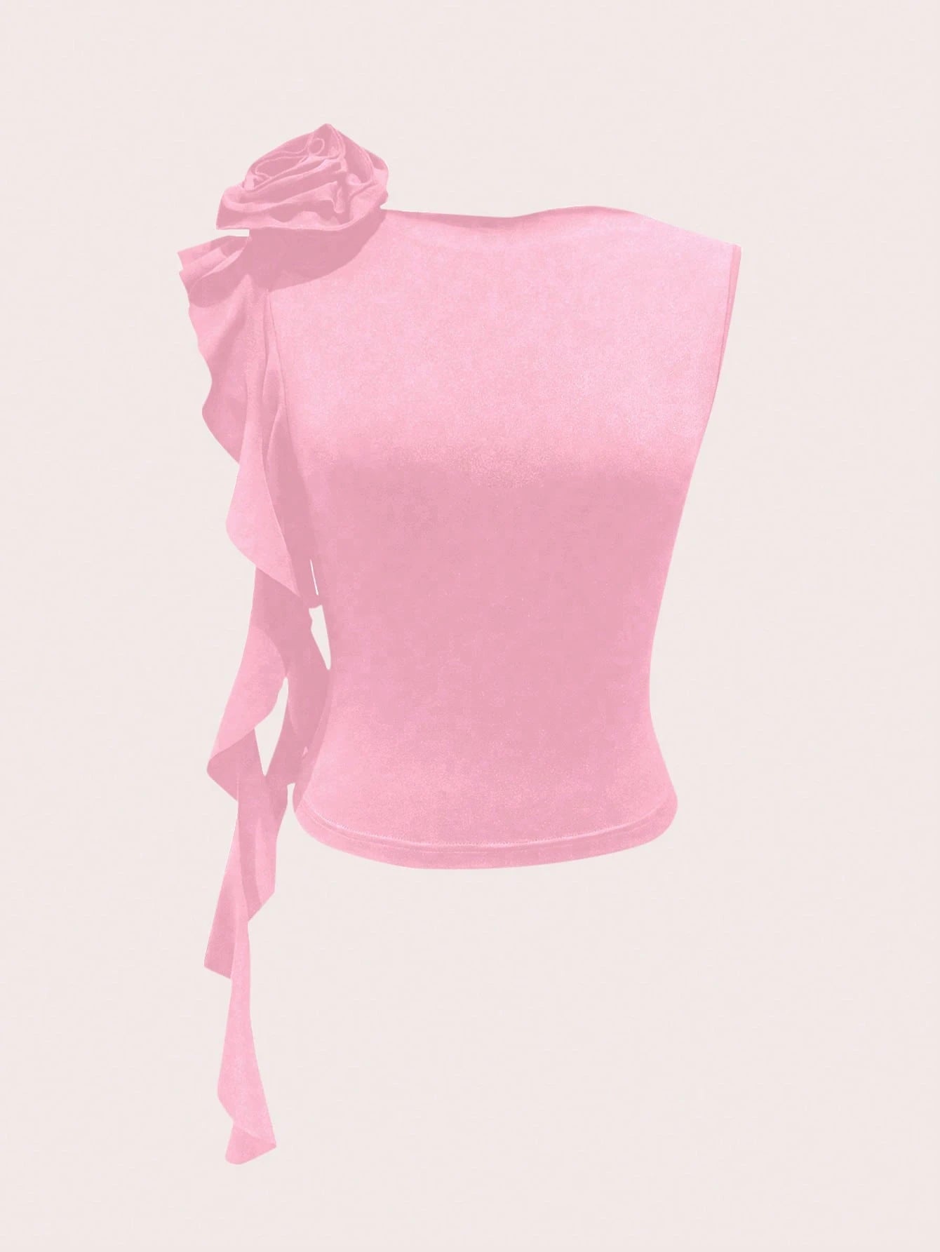 HW2083 Women Elegant Solid Color Ruffle Decor Camisole
