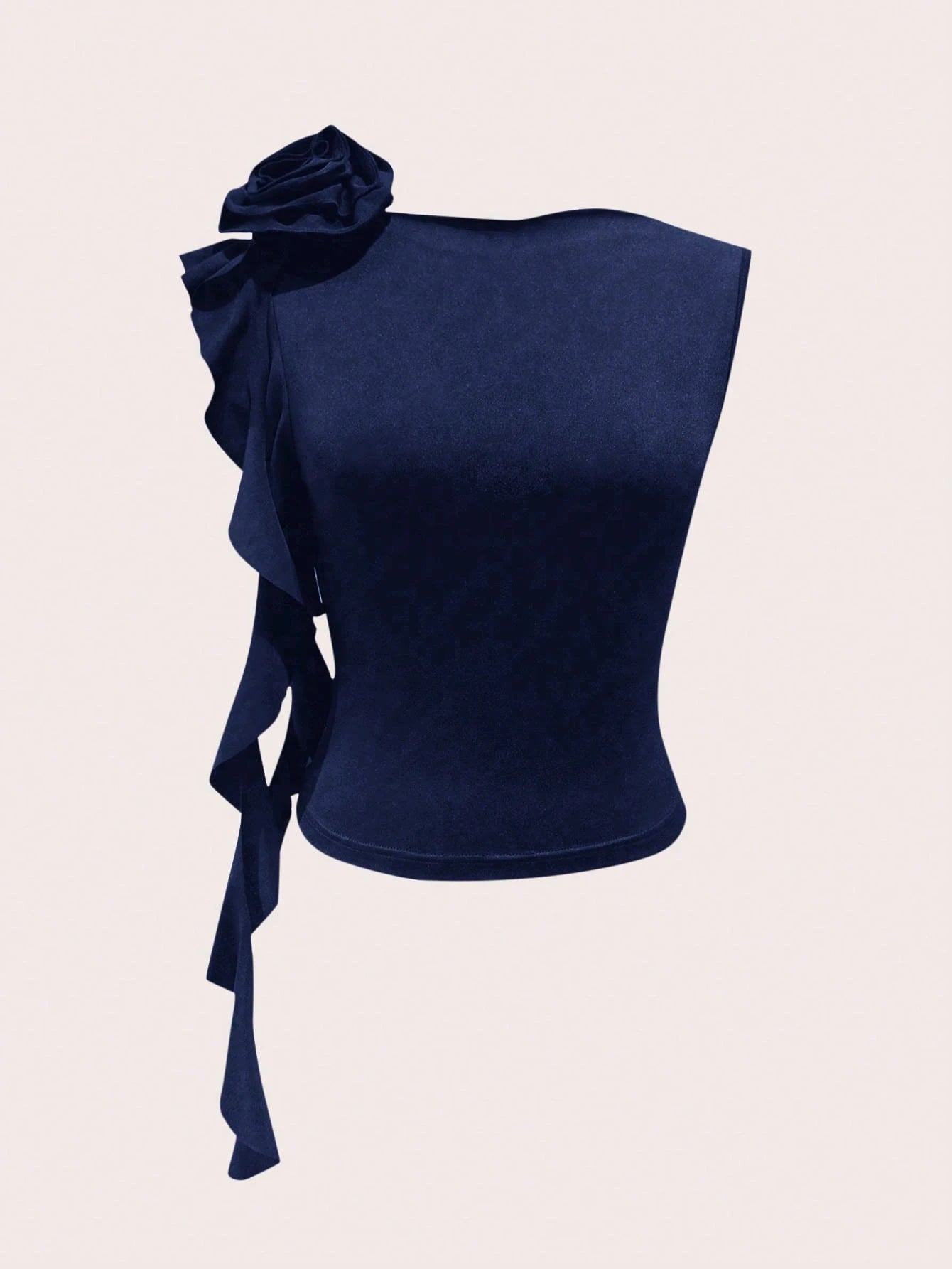 HW2083 Women Elegant Solid Color Ruffle Decor Camisole