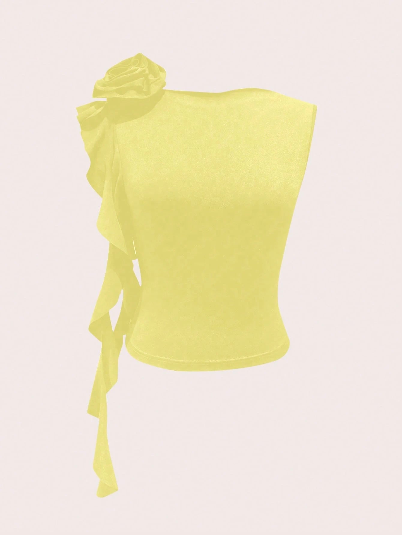 HW2083 Women Elegant Solid Color Ruffle Decor Camisole