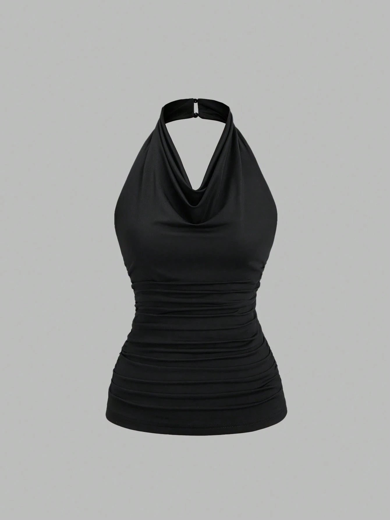 HW1940 Women's Summer Casual Sexy Minimalist Solid Color Draped Neck Ruched Bodycon Camisole