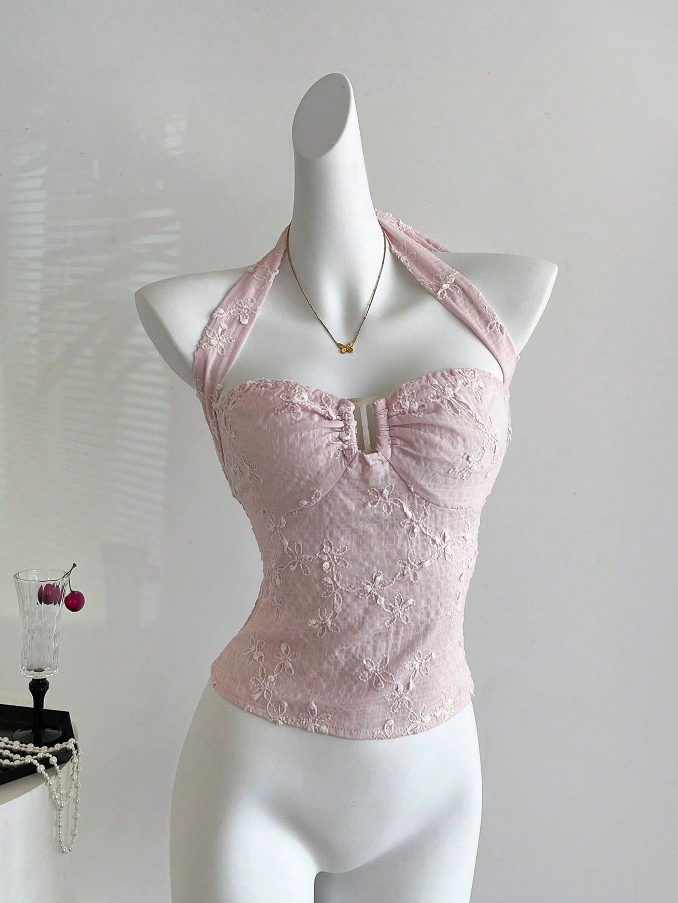 HW4486 Women's New Sexy Backless Strap Buckle Halter Neck Camisole Top