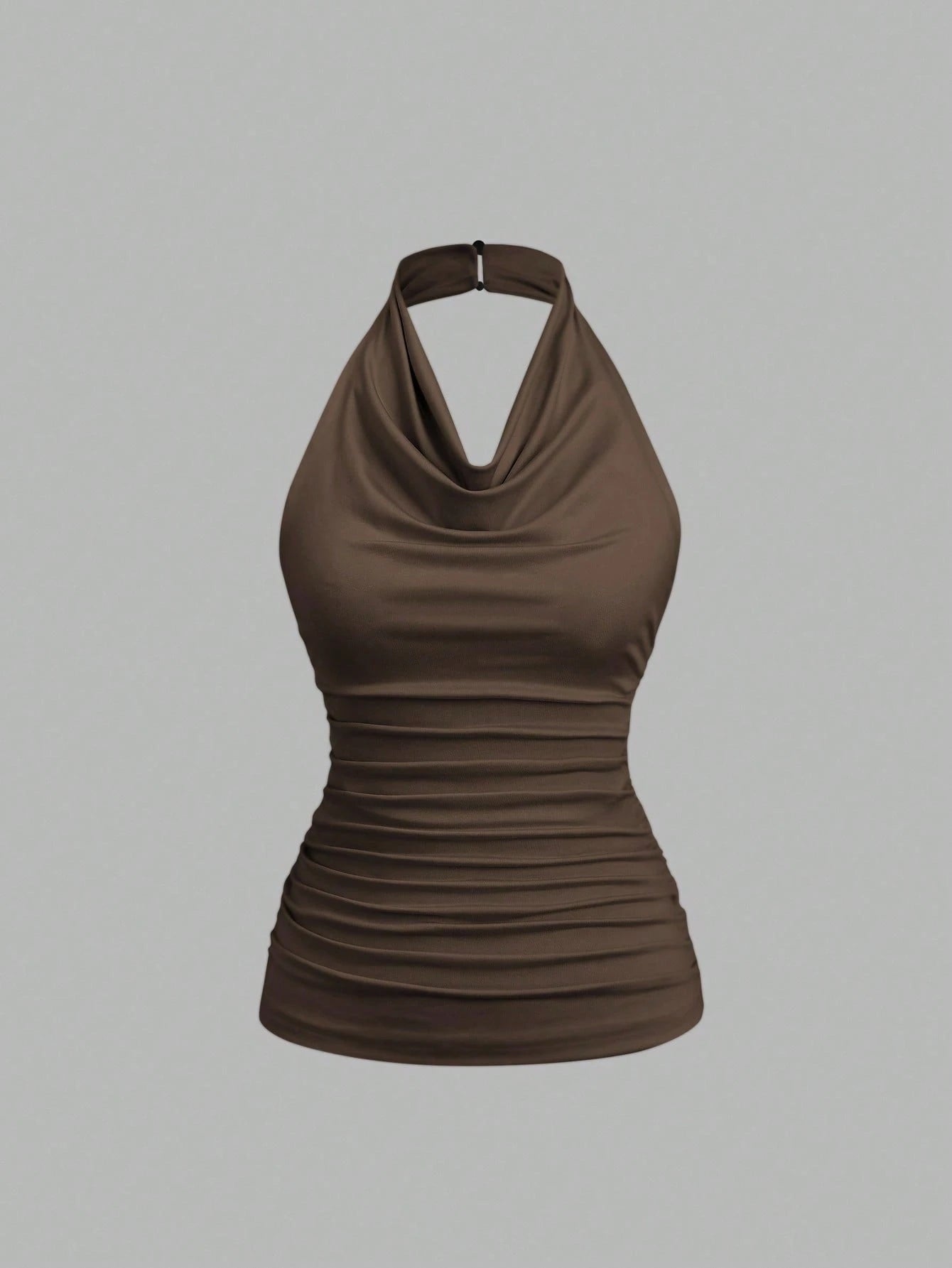 HW1940 Women's Summer Casual Sexy Minimalist Solid Color Draped Neck Ruched Bodycon Camisole