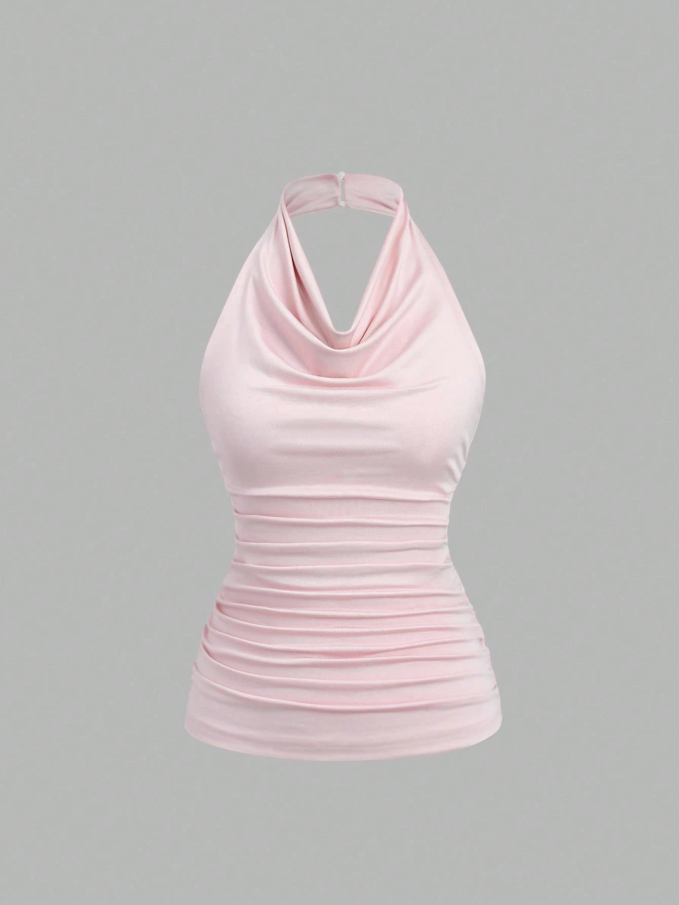 HW1940 Women's Summer Casual Sexy Minimalist Solid Color Draped Neck Ruched Bodycon Camisole