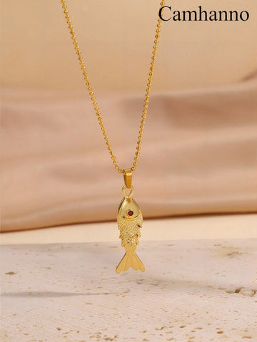 WZ0029 Camhanno 1 Pc Light Luxury And Simple Stainless Steel Necklace, Wear-Resistant, An Excellent Choice For Daily Wear