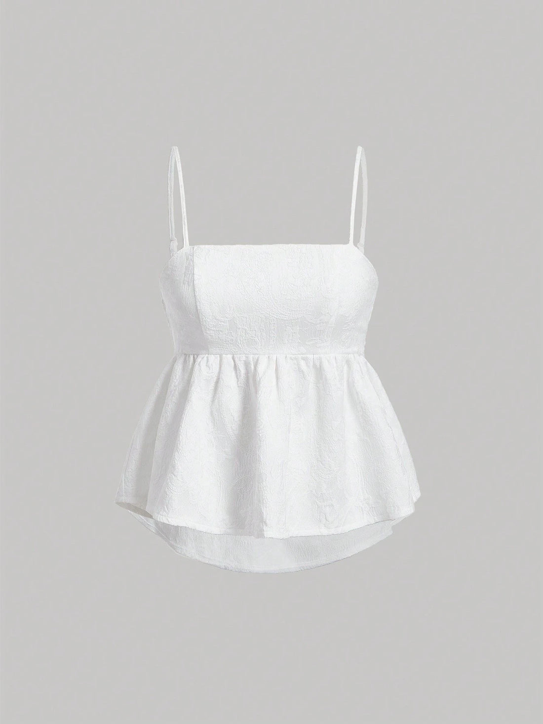 PA6680	Jacquard Peplum Cami Black Short Tube Top Doll Top
