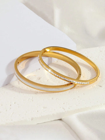 WZ0030	2pcs Elegant And Simple Personalized Stainless Steel Light Luxury Accessories Perfect Match For Daily Wear And Party Fashionable And Versatile Suitable For Men, Women, Couples, Street Travel Holiday Party Accessories Simple And