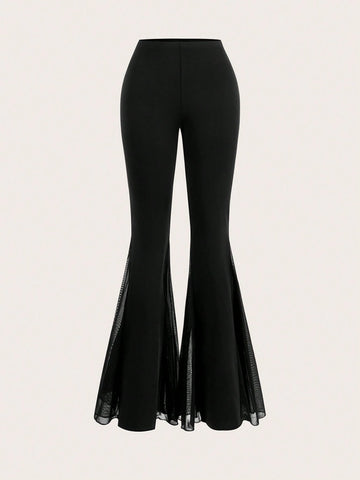 CV2046	Women's Solid Color Flared Pants