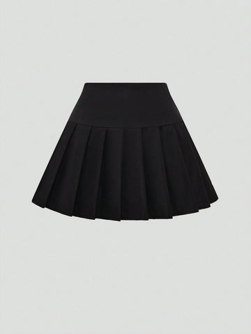 CV2016	Solid Color Casual Pleated Skirt