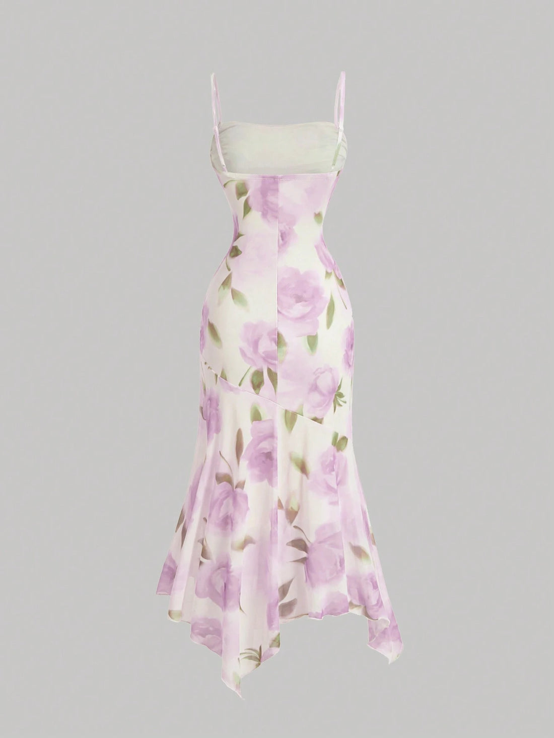PA3482 || Women's Floral Print Pleated Front Waist Asymmetrical Hem Camisole Dress,Elegant Women Dresses,Homecoming Dresses,Asymmetrical Dress,Bridesmaid Dress,Brunch Women Outfit, Festival Dress,Wedding Dress Guest