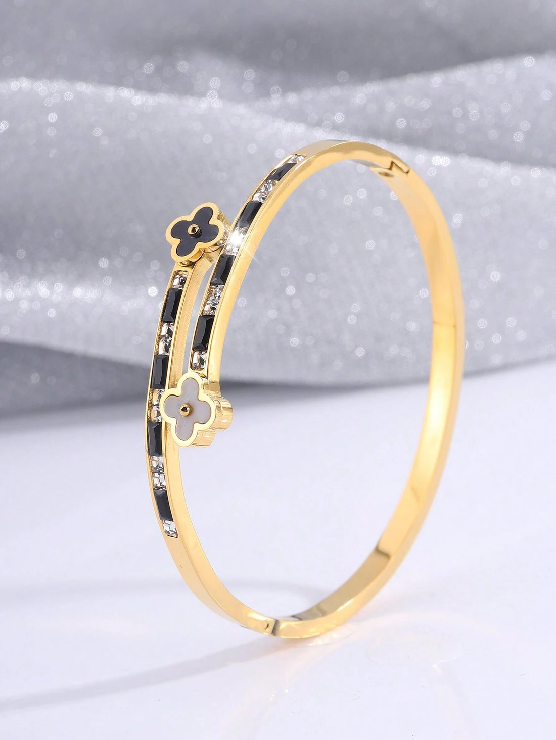 WZ0026	Camhanno 1 Piece Of New And Stylish, Elegant And Versatile Stainless Steel Double-Ended Flower Bracelet, The Perfect Fashion Accessory For Any Occasion Valentines
