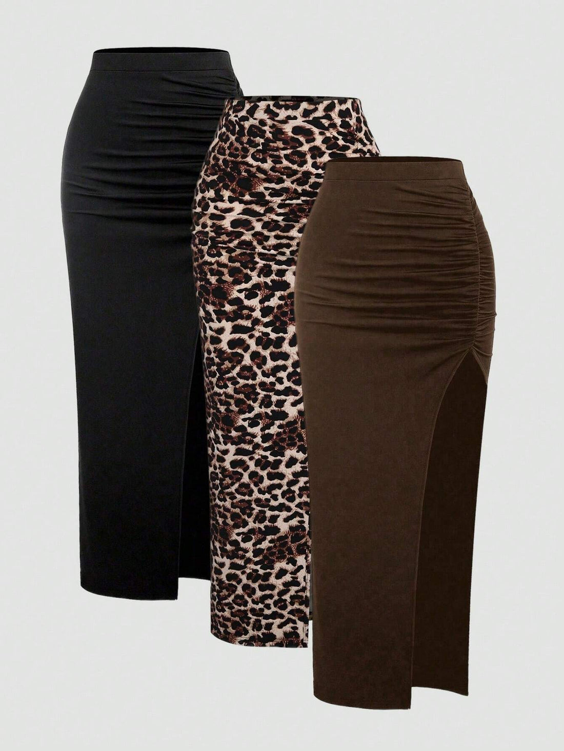 CV2027	Women's Summer Casual Ruched High Slit Bodycon Skirt Y2K Outfit Maxi Women Outfit