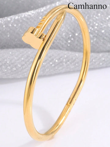 WZ0014	Camhanno 1 Piece Of Elegant And Fashionable Stainless Steel Four-Leaf Flower Rhinestone And Four-Leaf Flower Nail Bracelet Is Suitable For Daily Wear, Holiday Girlfriend Valentines,Mom,Mother,Mother's Day,Gift