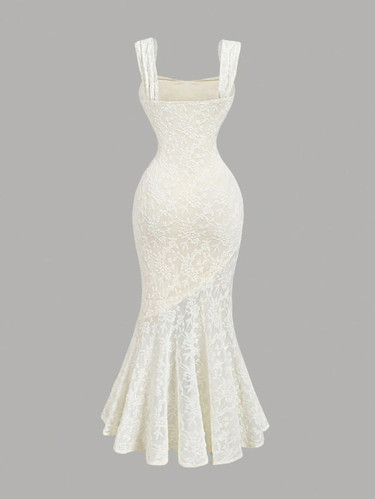 PA1294 Women Sleeveless Asymmetrical Hem Ruched Side Flocked Cami Dress