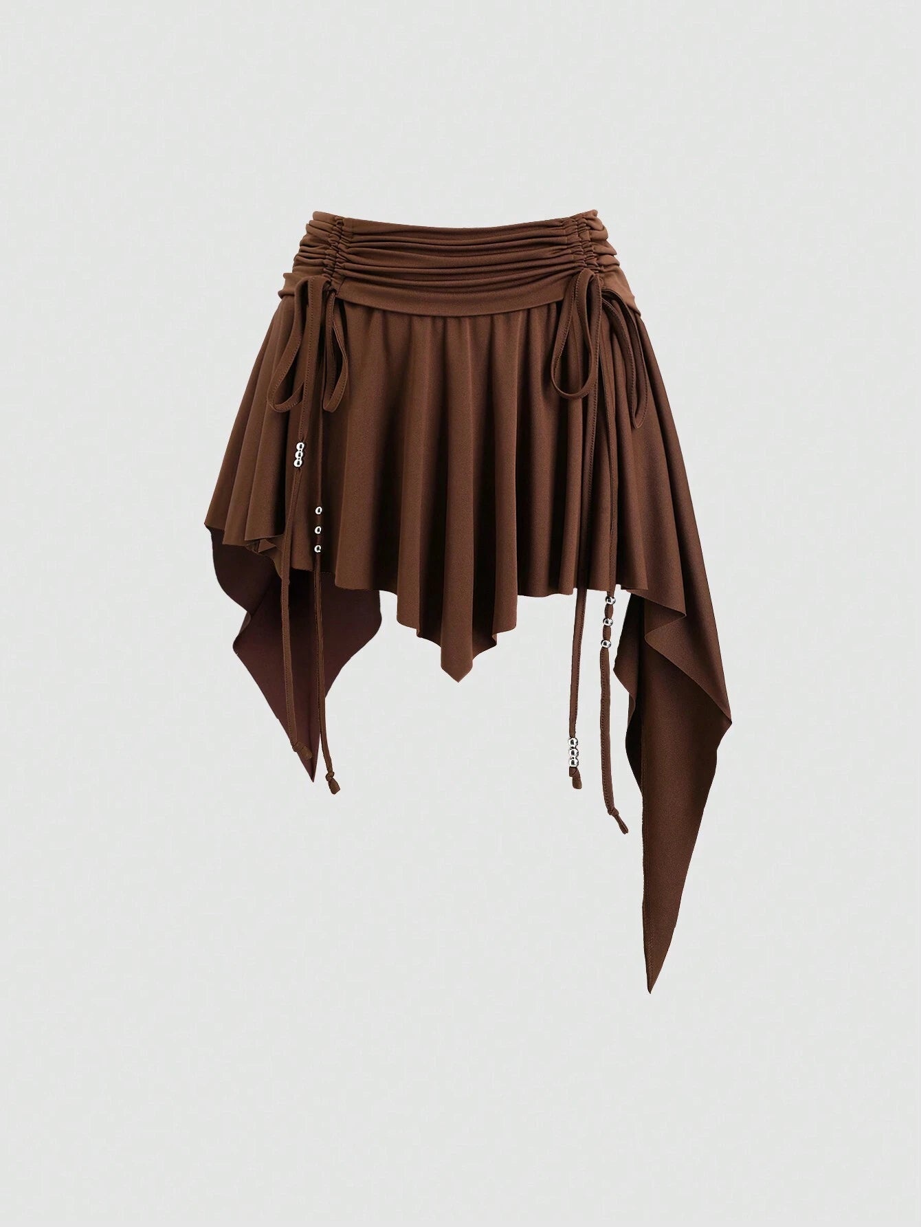CV2015	Women's New Autumn Western Cowgirl Style Beach Casual Drawstring Waist Asymmetric Ruffle Hem Mini Skirt Y2K