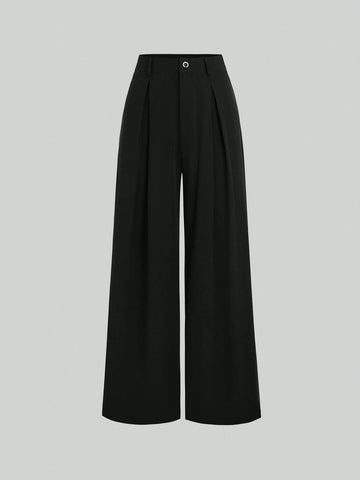 CV2044	Vintage Elegant Jacquard Pleated Wide-Leg Pants For Women, Autumn/Winter