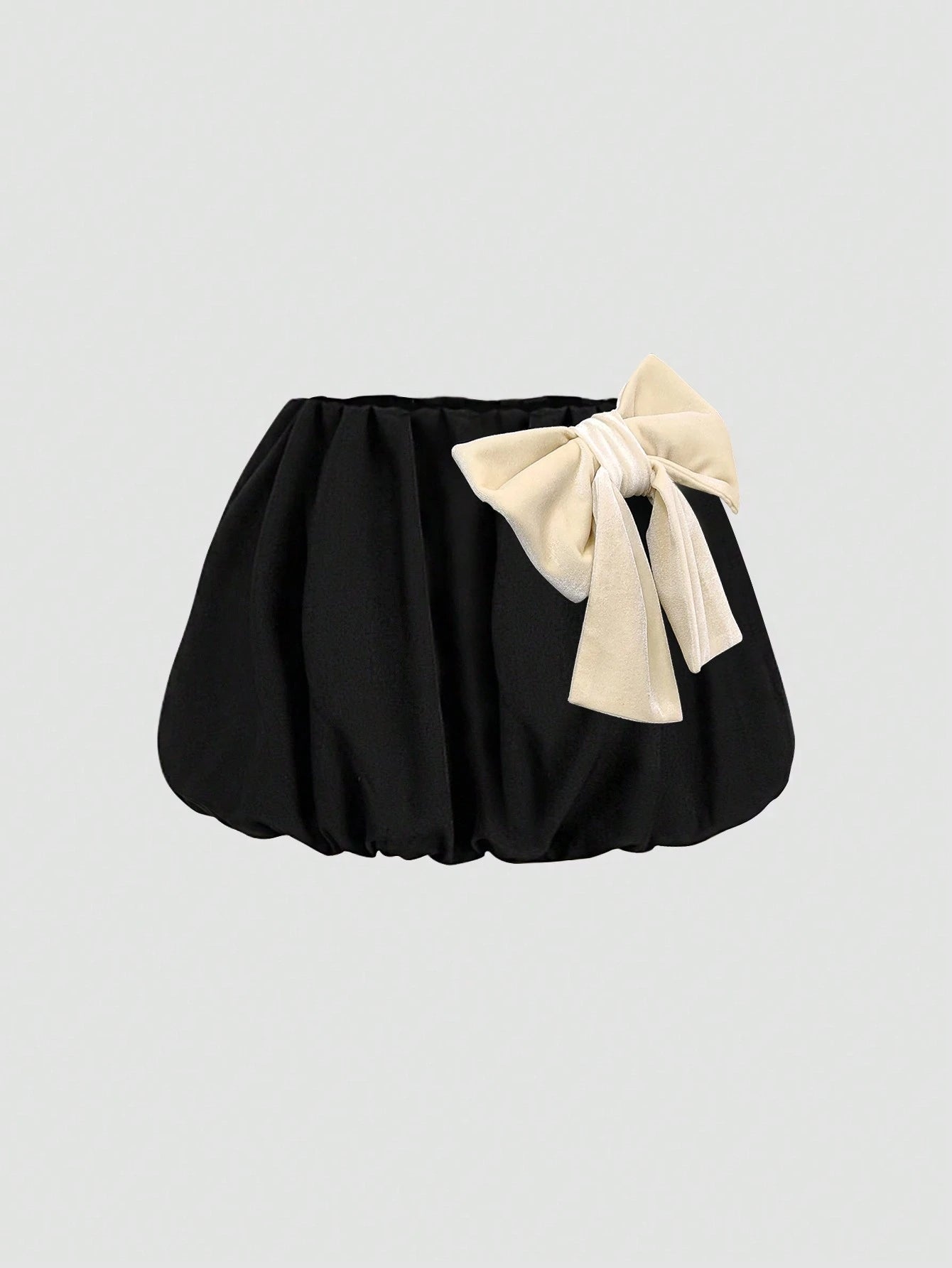 CV2041	Spring/Summer French Sweet White Velvet Bow Bud Puff Mini Skirt For Women