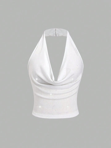 HW2307	Women's Fashionable Sequin Halter Neck Camisole