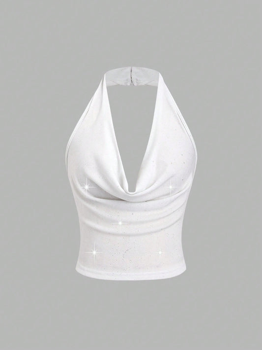 HW2307	Women's Fashionable Sequin Halter Neck Camisole