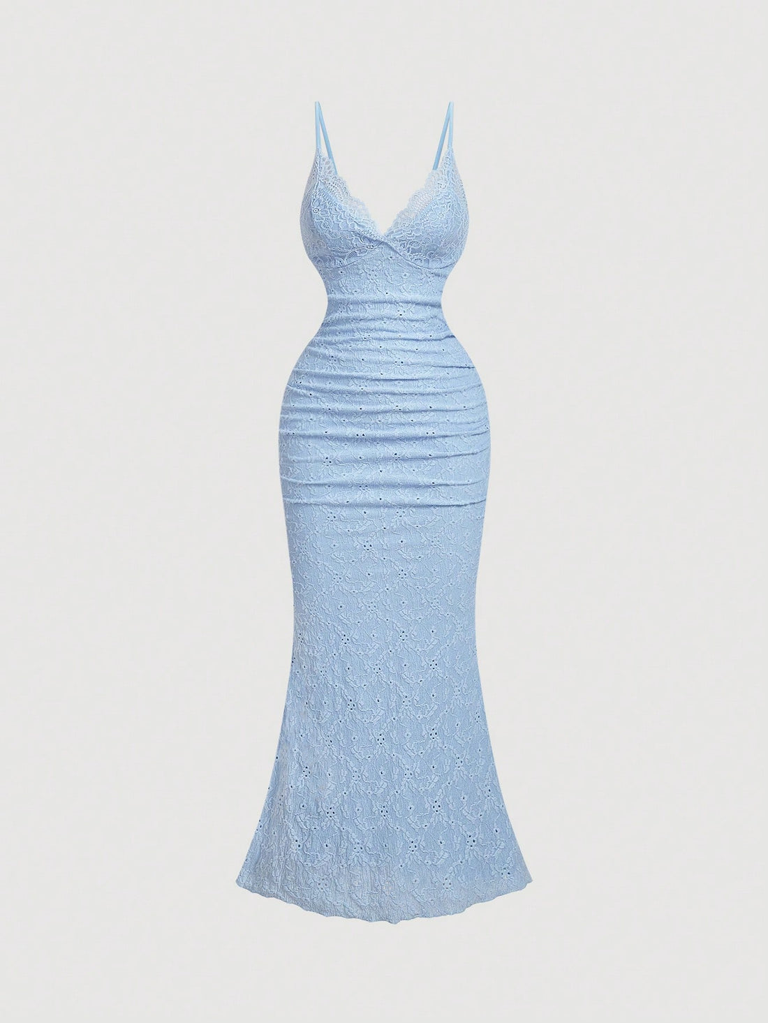 PA6652 || Women's Elegant Lace Solid Color Ruffle Hem Mermaid Hem Slip Dress,White Graduation Dress