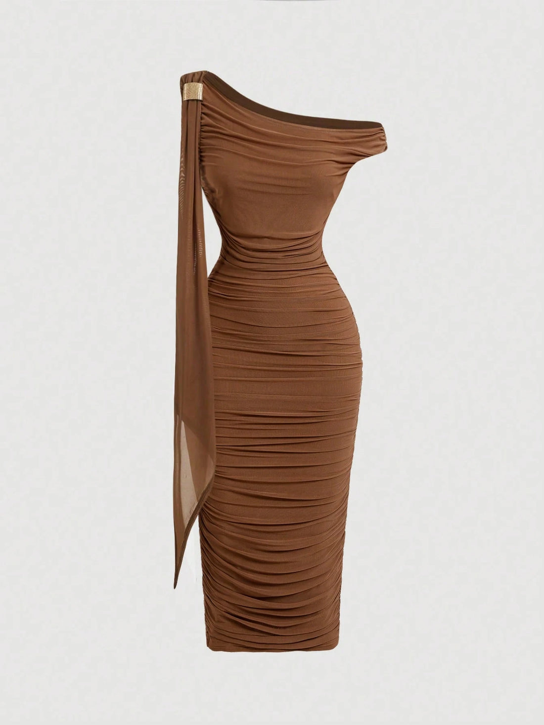 PA8426 || Women's Solid Color Asymmetric Collar Ruffle Patchwork Tie-Dye Elegant Mid-Length Dress,Bodycon Dress
