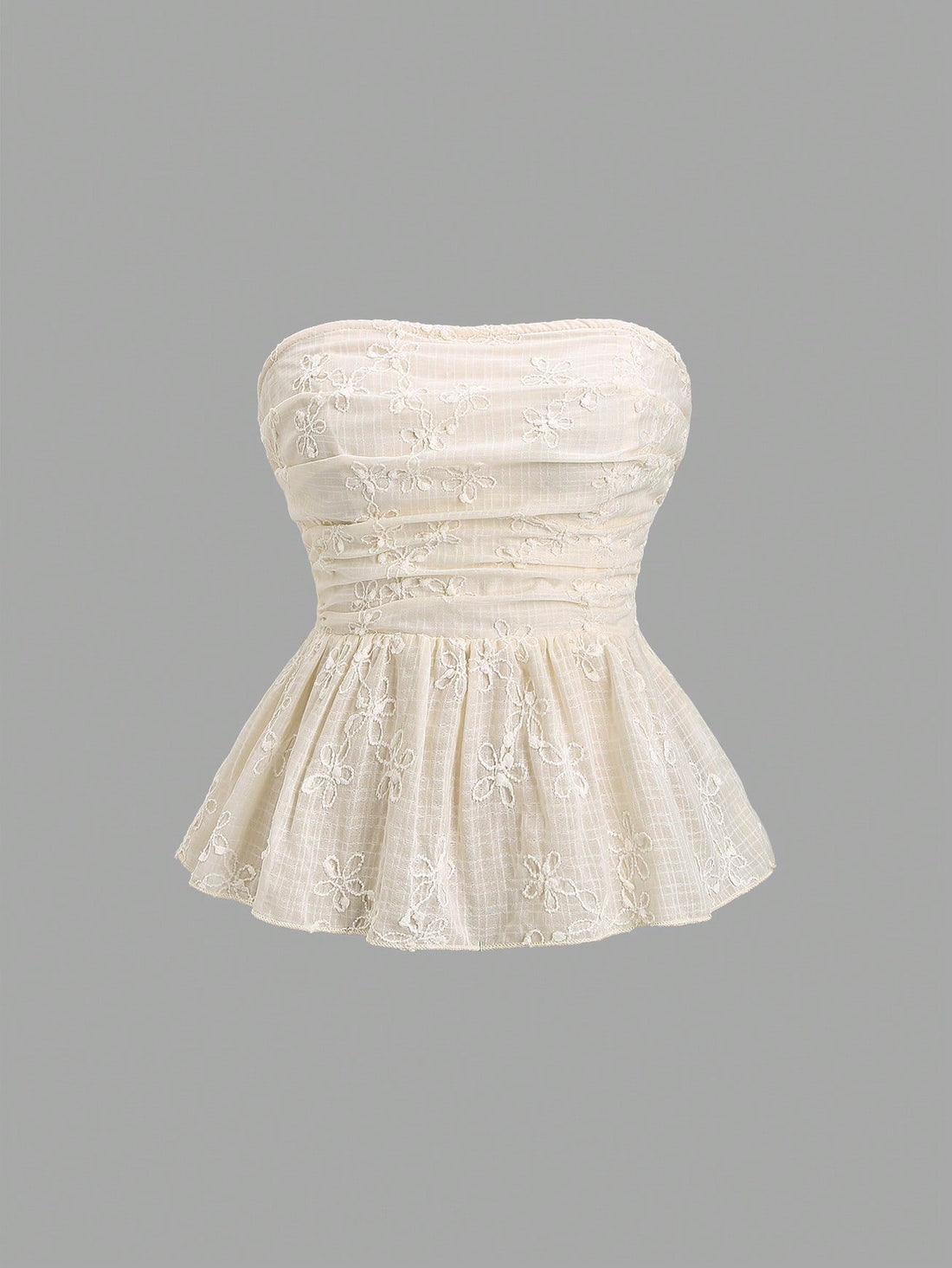 PA1538	Women's Summer Embroidered Shirred Tube Top Babydoll Top Y2K