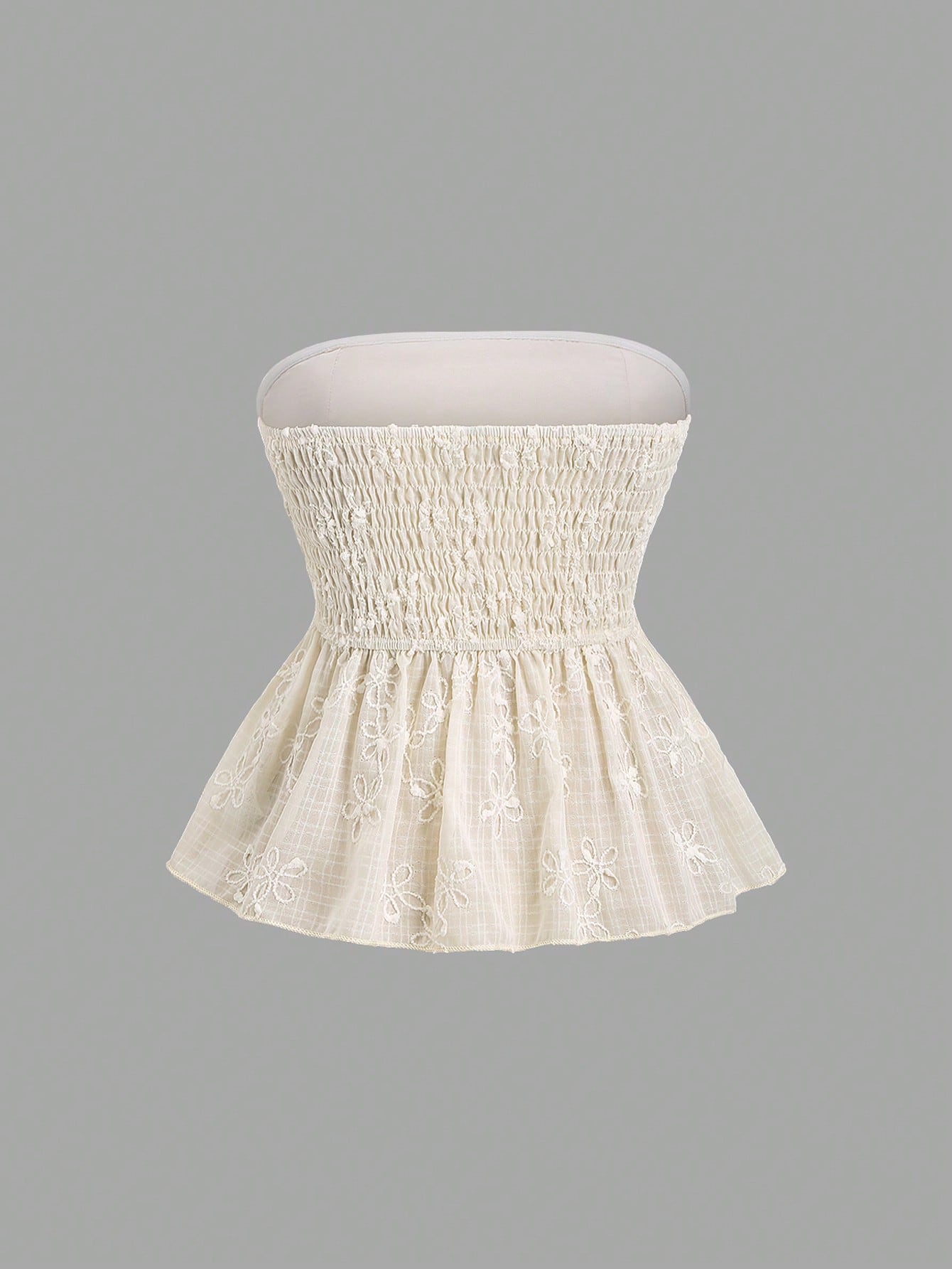 HW2139	Women's Summer Embroidered Shirred Tube Babydoll Top Y2K