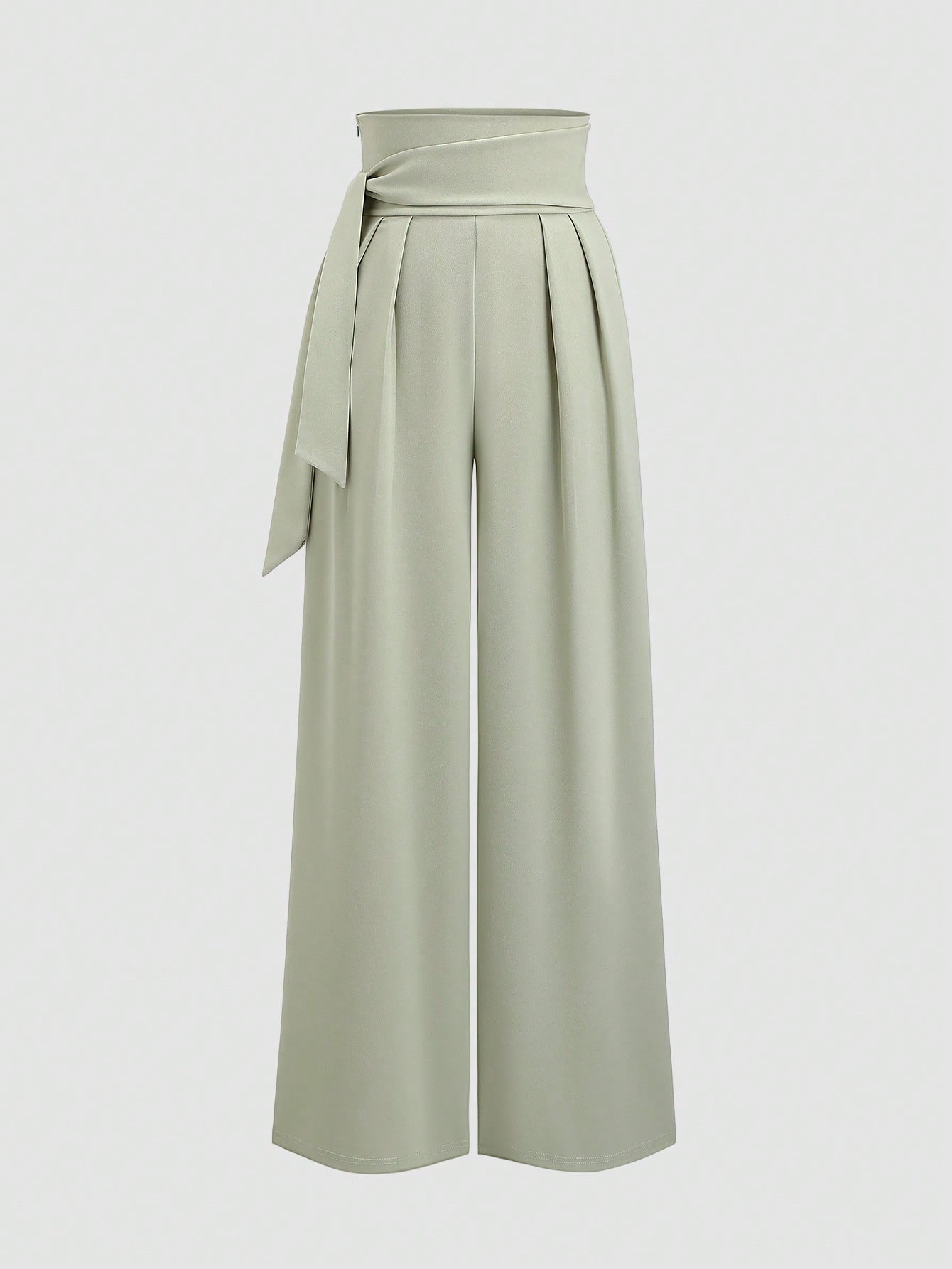 CV2050	High Waist Wide Leg Tie Up Straight Leg Women Pants, Minimalist & Fashionable, Suitable For Summer