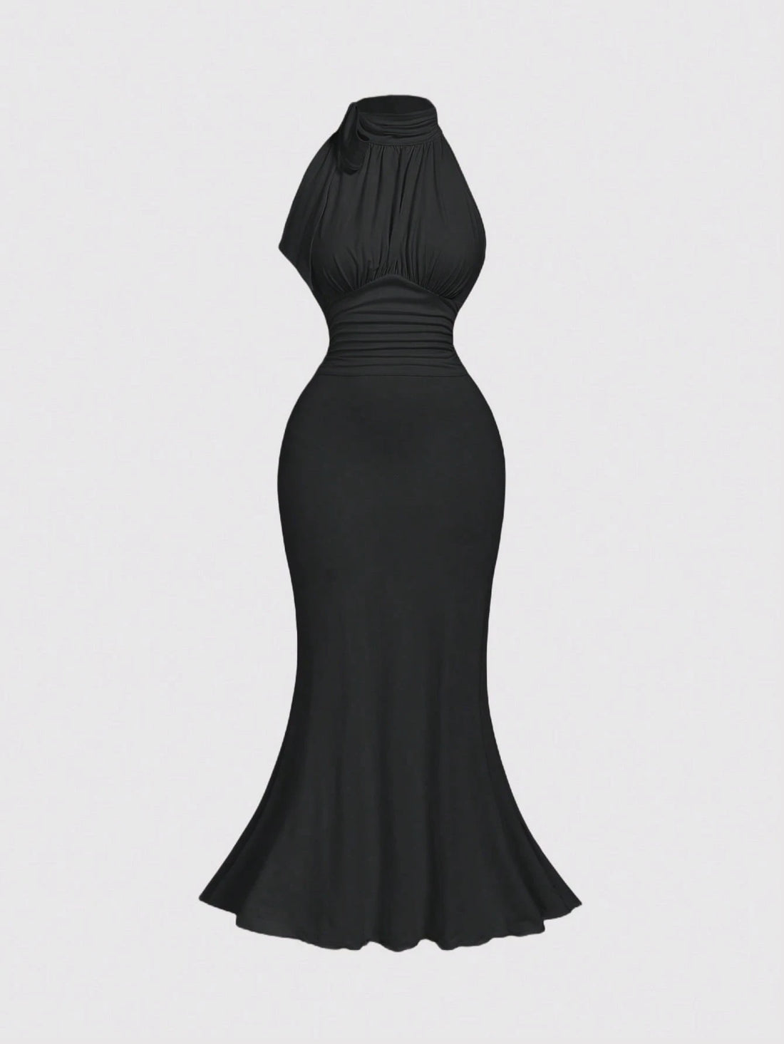 PA1046 || Bowknot Neckline, Ruched Chest, Waist, Mermaid Hem Bodycon Dress