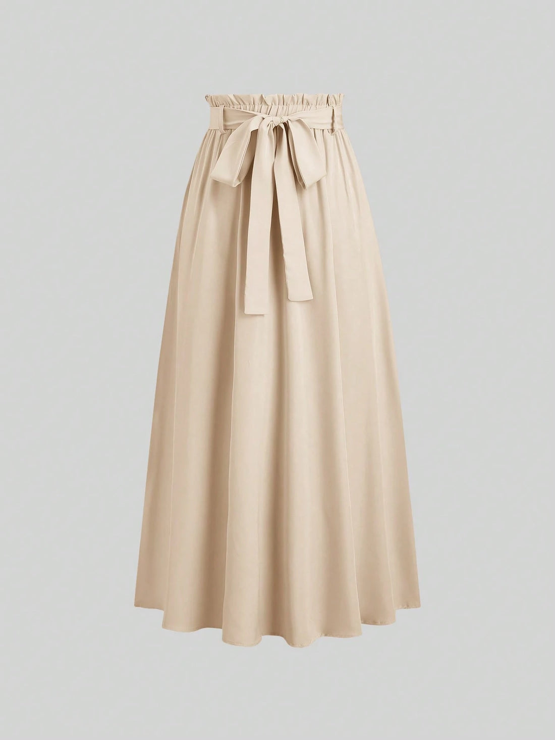 CV2017	Women's Solid Color Elastic Waist Knotted Long Casual Skirt