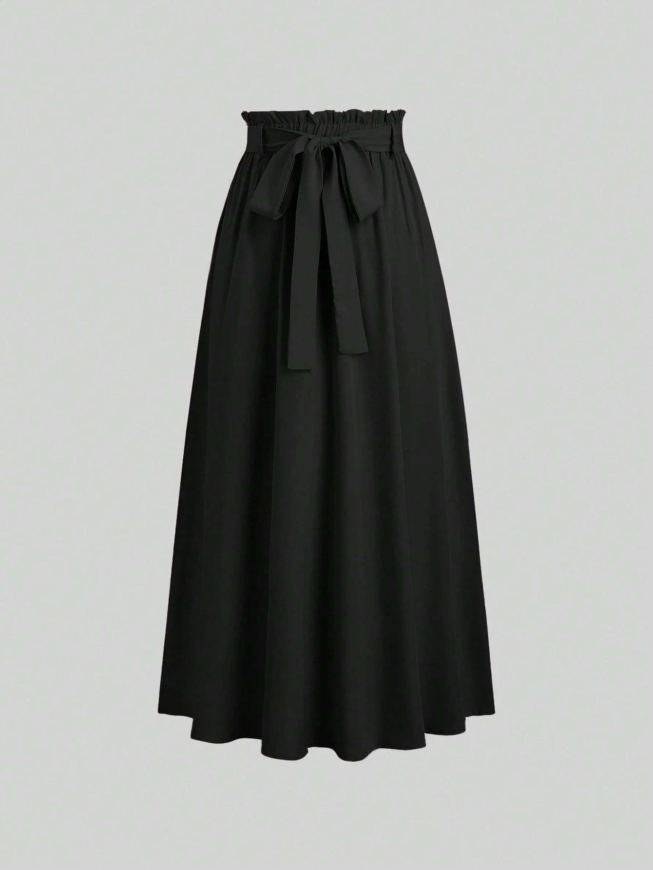 CV2017	Women's Solid Color Elastic Waist Knotted Long Casual Skirt