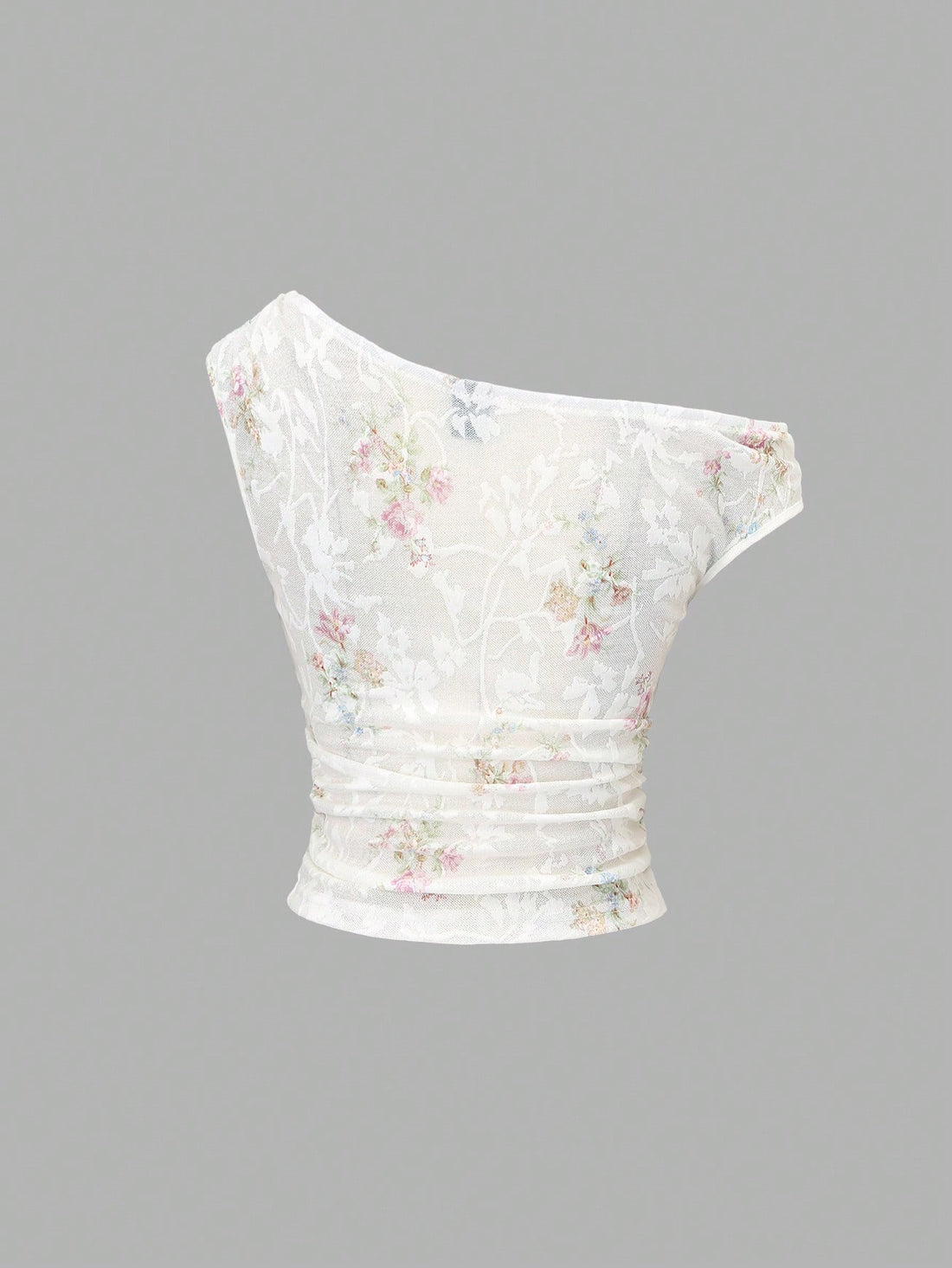 Women's Asymmetrical Neck Knit Jacquard Jacquard Slim Fit Comfortable T-Shirt, Spring/Summer