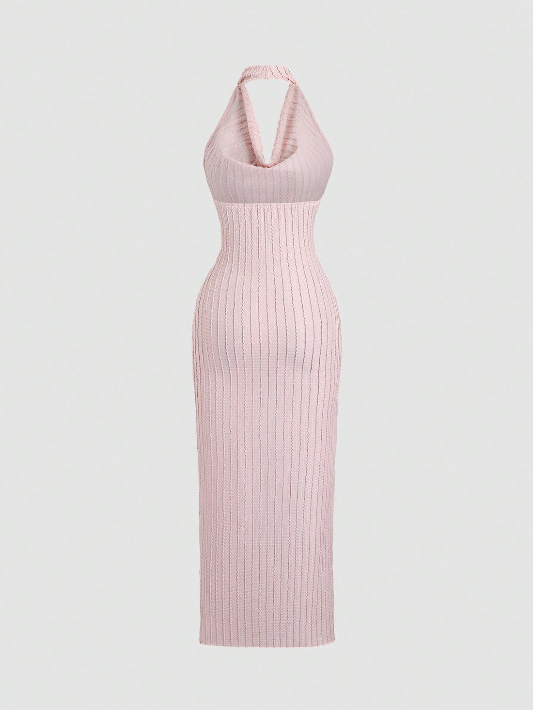PA6310	Women's Striped Elegant Draped Neck Open Slit Dress