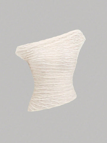 HW2850	New Fashionable Mesh Sheer Sexy Asymmetric Shoulder Fitted Blouse For Women