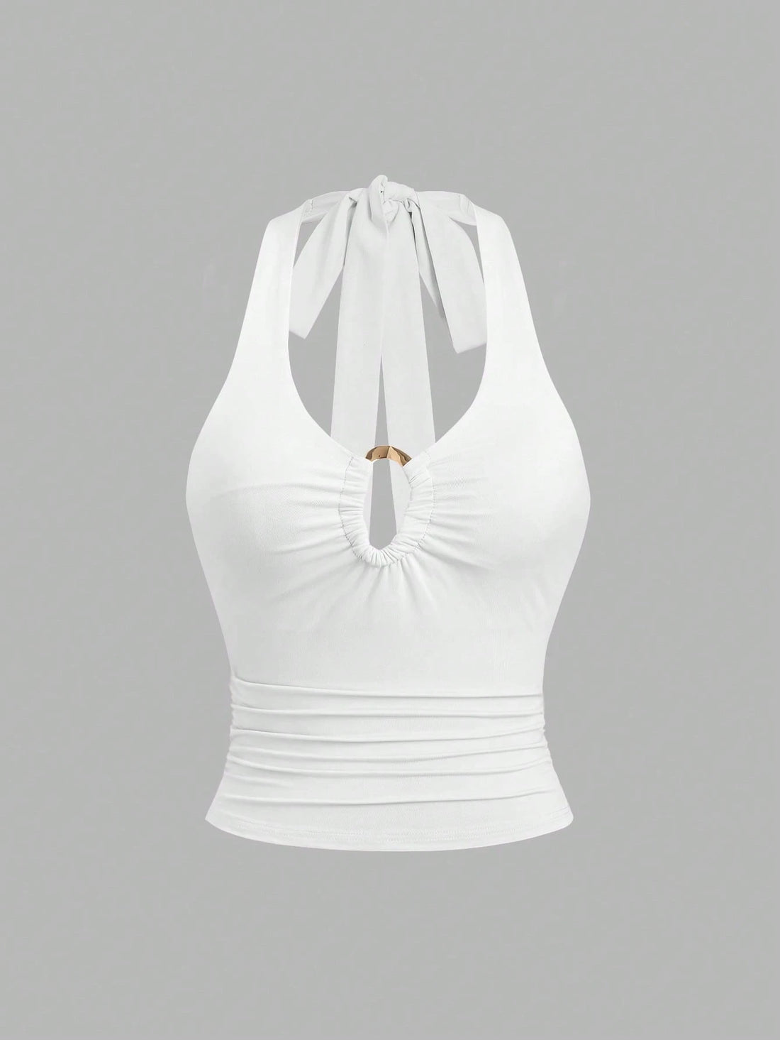 HW3049	Vintage Sexy Metal Buckle Decor Deep V-Neck Camisole Top