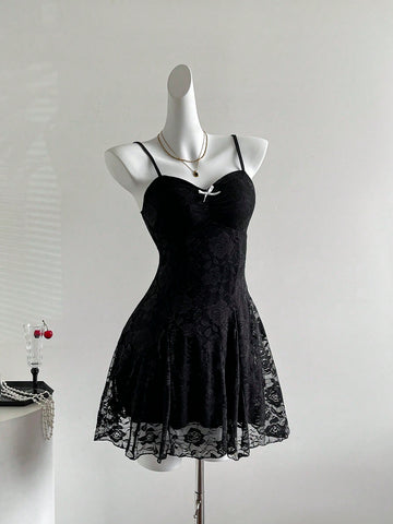 PA8962  French Sweet Style Ruffles Pink Lace Mini Dress,Unique Design For Celebrities, Summer