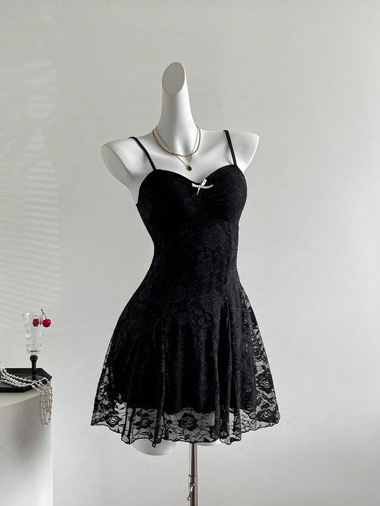 PA8962  French Sweet Style Ruffles Pink Lace Mini Dress,Unique Design For Celebrities, Summer