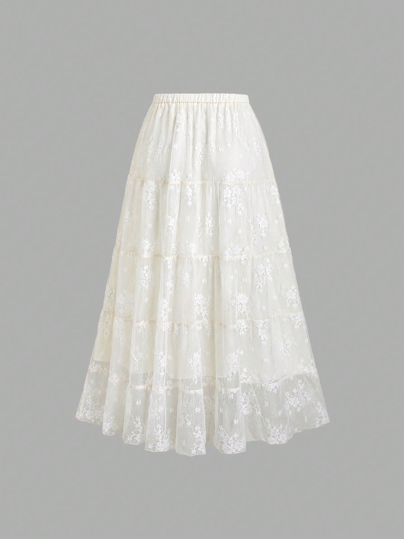 CV2024	Elegant Sweet Solid Color Lace Hem Mini Skirt