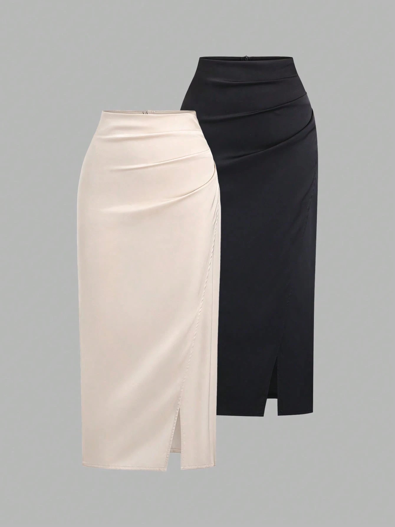 CV2023	Sweetra Women's Elegant Pleated Slit Fitted Skirt, Formal/Casual