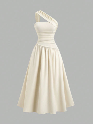 PA2706	Women's Oblique Shoulder Bodycon Strapless Dress, Fashionable