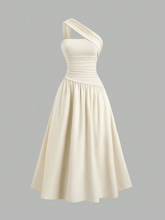 PA2706	Women's Oblique Shoulder Bodycon Strapless Dress, Fashionable